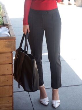 Betabrand Audrey Ankle Ponte Knit Yoga Dress Pants Sz 8 Charcoal Gray Front Seam